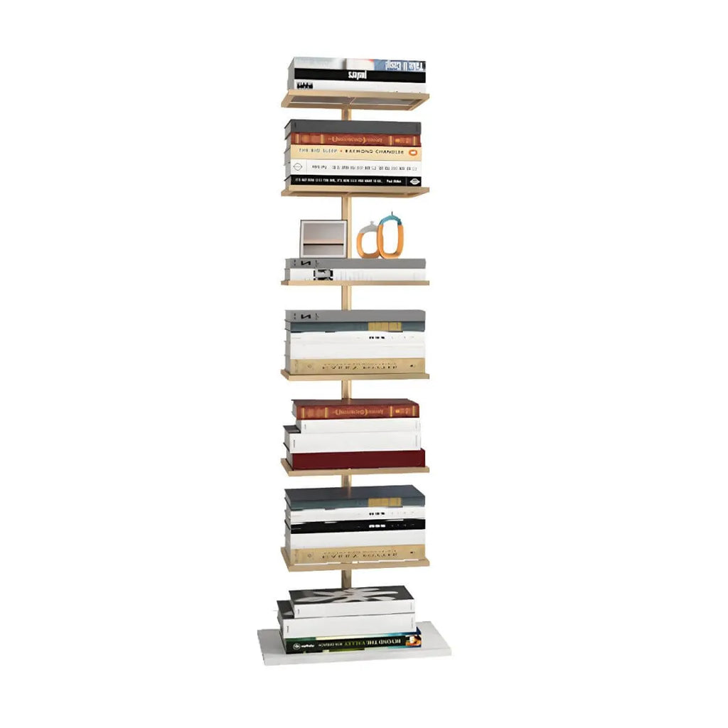 Modern Metal Etagere Bookshelf – Black & Gold Vertical Display Shelf