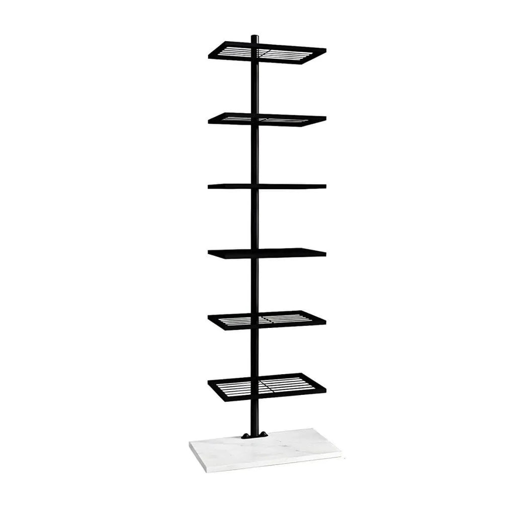 Modern Metal Etagere Bookshelf – Black & Gold Vertical Display Shelf