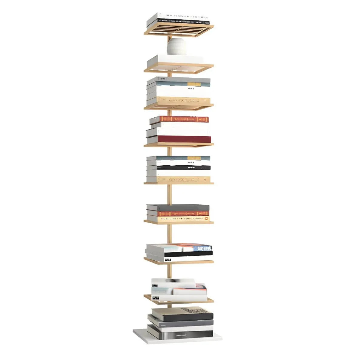 Modern Metal Etagere Bookshelf – Black & Gold Vertical Display Shelf
