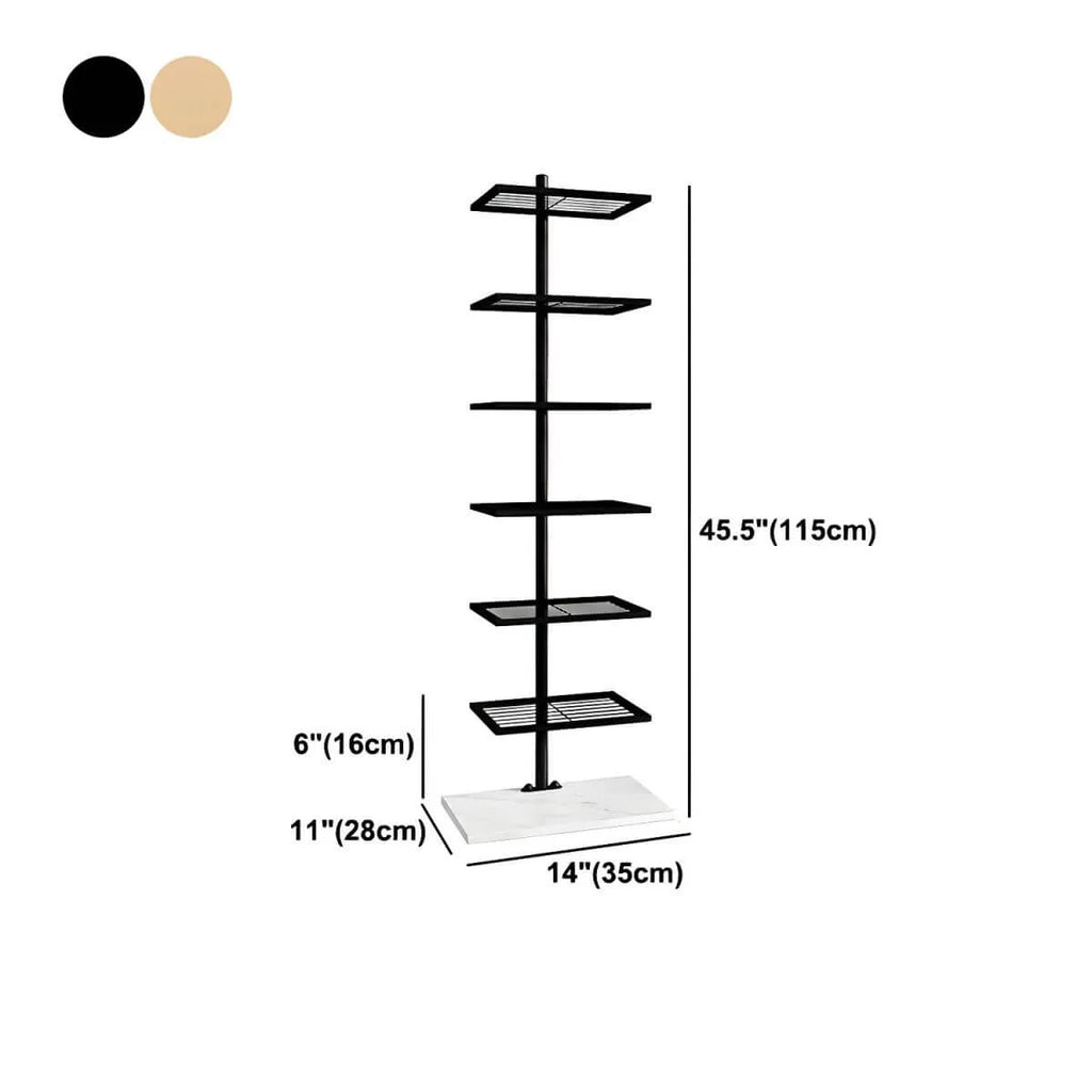 Modern Metal Etagere Bookshelf – Black & Gold Vertical Display Shelf Dimensions