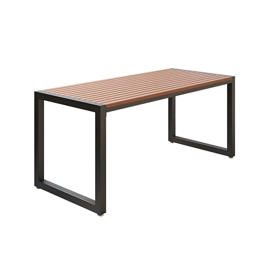 Modern Metal Frame Outdoor Coffee Table with Slatted Wood Top
