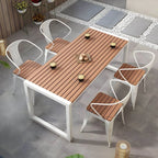 Modern Metal Frame Outdoor Coffee Table with Slatted Wood Top