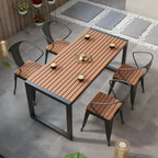 Modern Metal Frame Outdoor Coffee Table with Slatted Wood Top Main Product Image