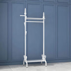 Modern Metal Free-Standing Coat Rack with Shelves and Hooks
