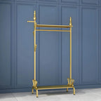 Modern Metal Free-Standing Coat Rack with Shelves and Hooks