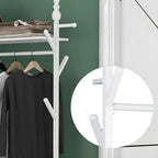 Modern Metal Free-Standing Coat Rack with Shelves and Hooks