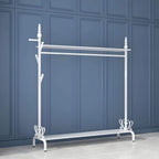 Modern Metal Free-Standing Coat Rack with Shelves and Hooks