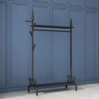 Modern Metal Free-Standing Coat Rack with Shelves and Hooks