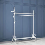 Modern Metal Free-Standing Coat Rack with Shelves and Hooks