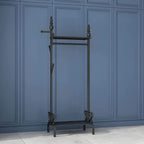 Modern Metal Free-Standing Coat Rack with Shelves and Hooks