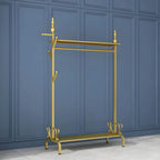 Modern Metal Free-Standing Coat Rack with Shelves and Hooks