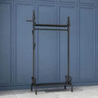 Modern Metal Free-Standing Coat Rack with Shelves and Hooks