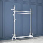 Modern Metal Free-Standing Coat Rack with Shelves and Hooks
