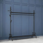 Modern Metal Free-Standing Coat Rack with Shelves and Hooks