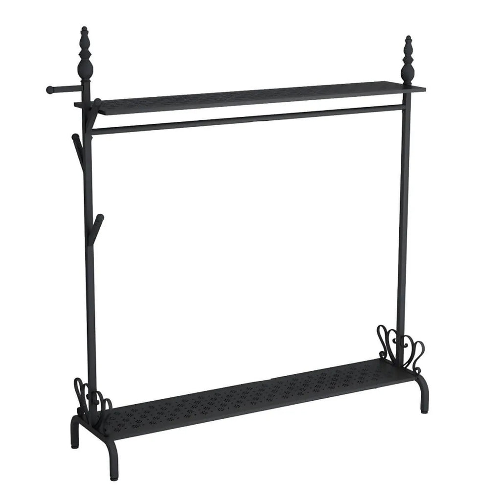 Modern Metal Free-Standing Coat Rack with Shelves and Hooks