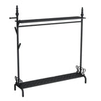 Modern Metal Free-Standing Coat Rack with Shelves and Hooks