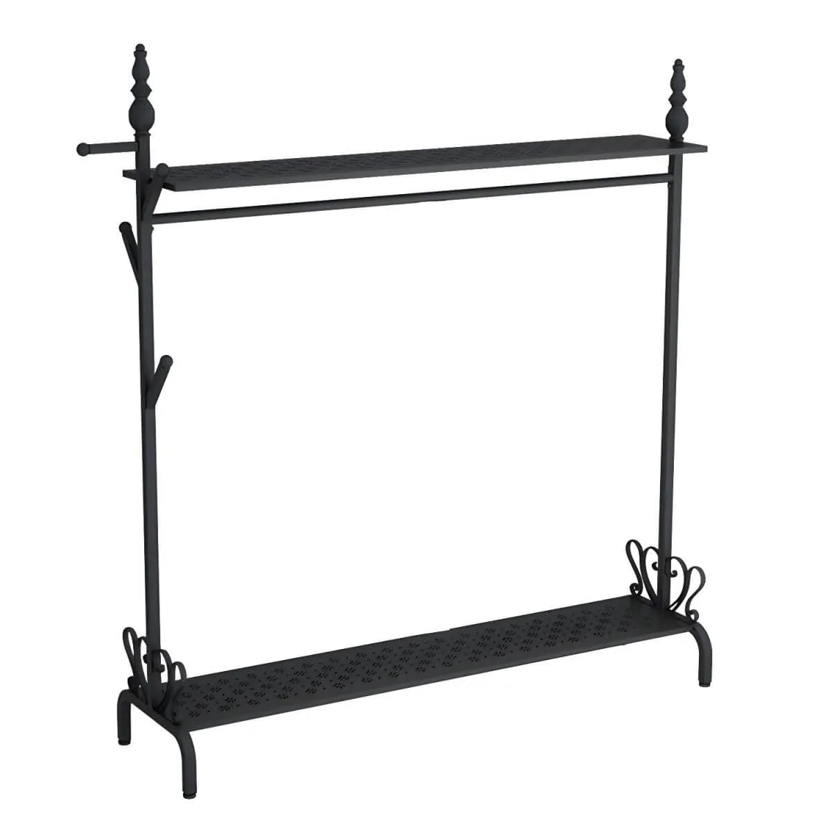 Modern Metal Free-Standing Coat Rack with Shelves and Hooks