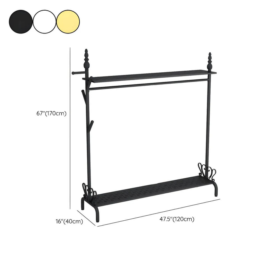 Modern Metal Free-Standing Coat Rack with Shelves and Hooks Dimensions