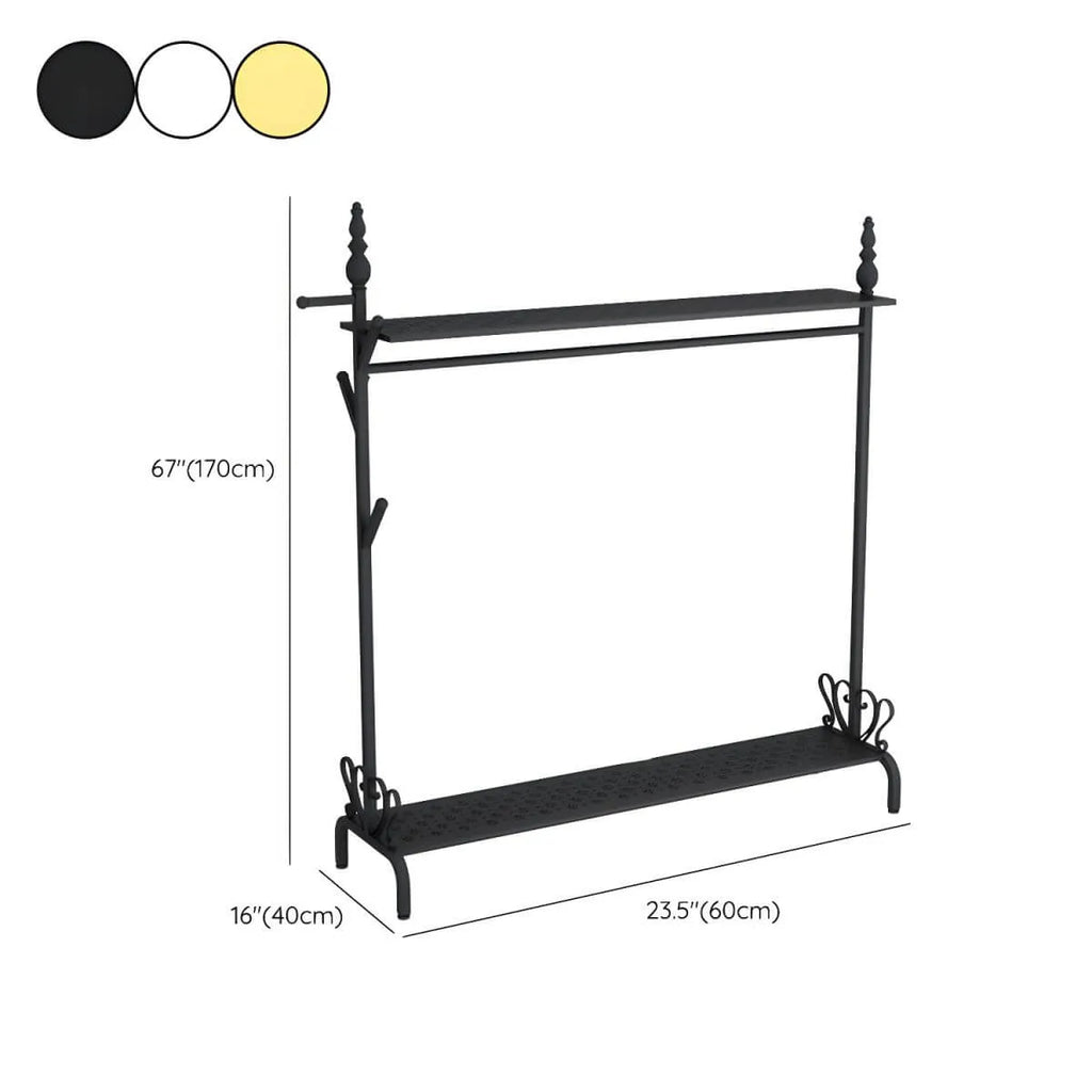 Modern Metal Free-Standing Coat Rack with Shelves and Hooks Dimensions