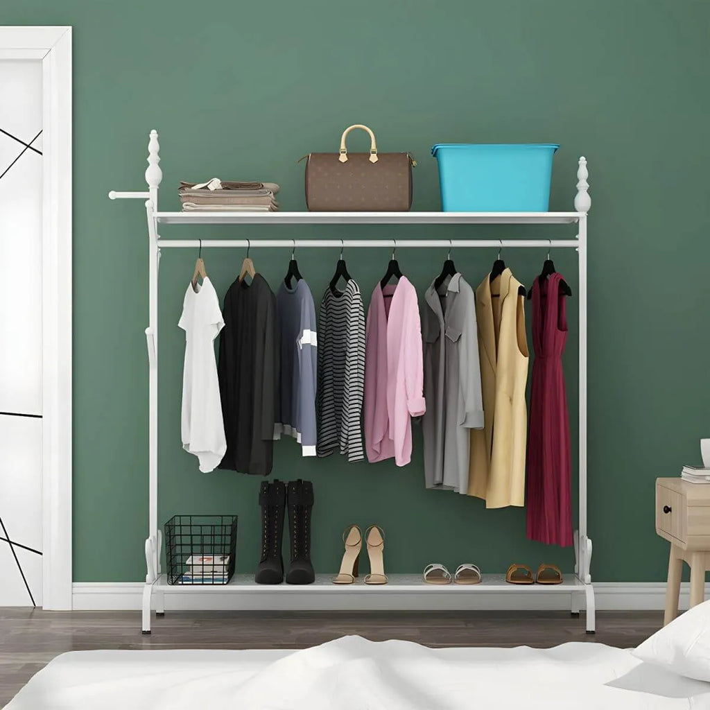 Modern Metal Free-Standing Coat Rack with Shelves and Hooks Main Product Image