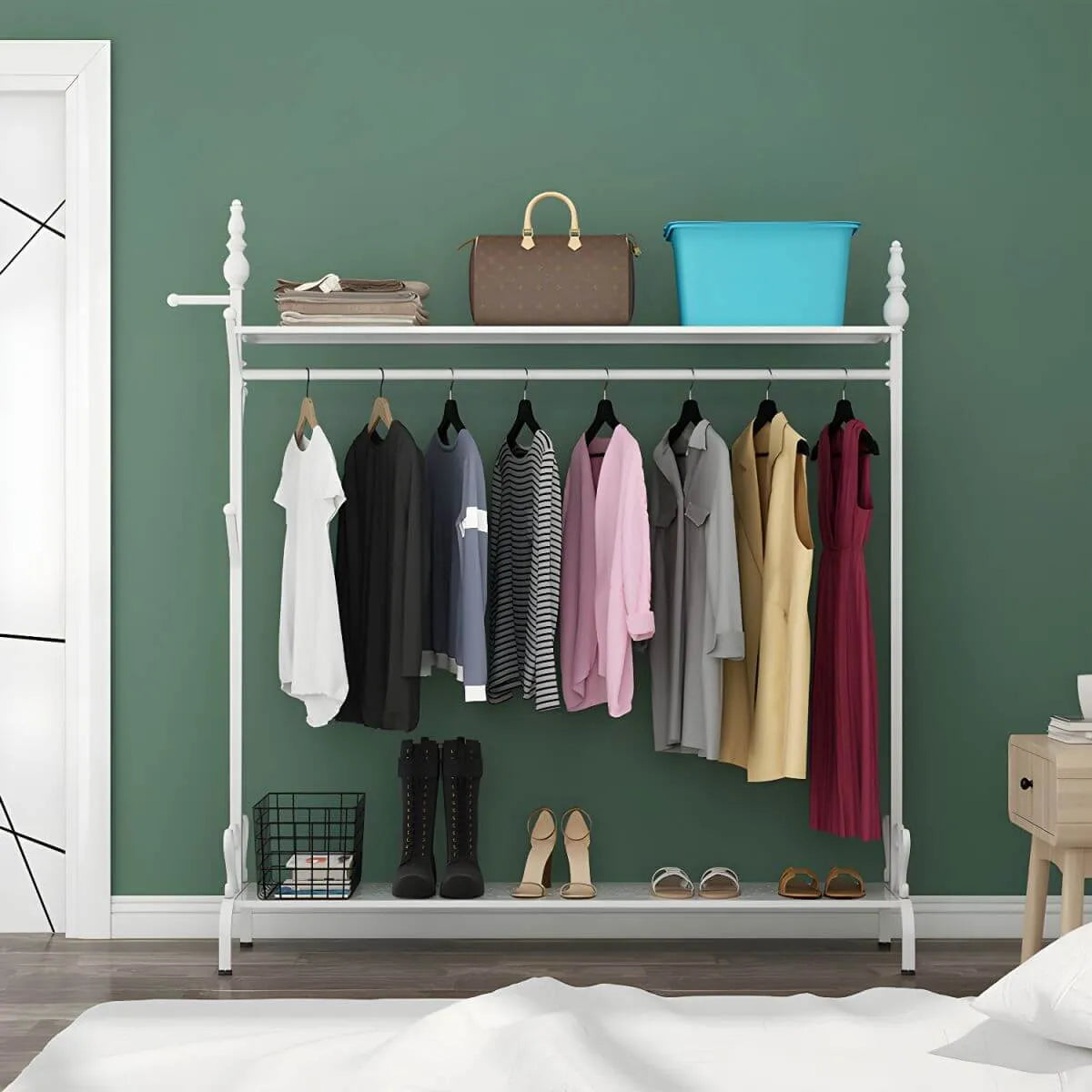 Modern Metal Free-Standing Coat Rack with Shelves and Hooks Main Product Image Main image