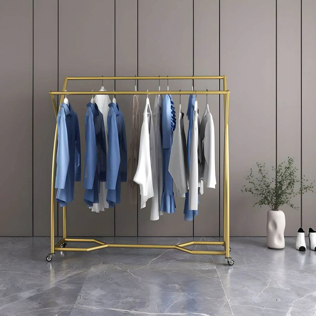 Modern Metal Free-Standing Coat Rack with Triple Hanging Rails