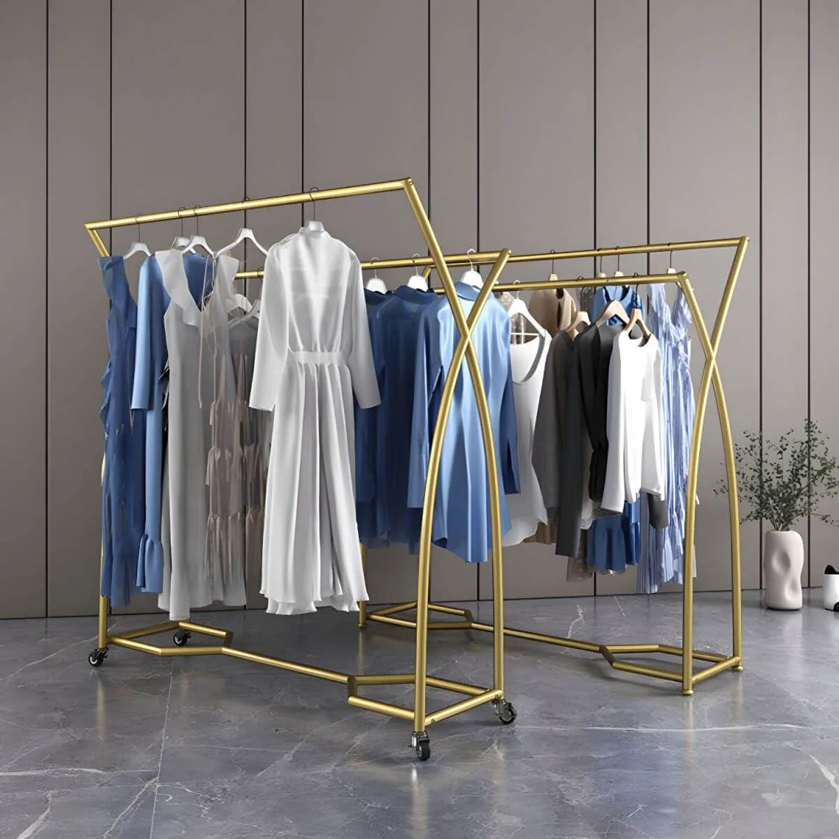 Modern Metal Free-Standing Coat Rack with Triple Hanging Rails Secondary image