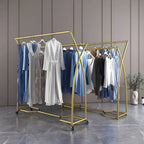 Modern Metal Free-Standing Coat Rack with Triple Hanging Rails