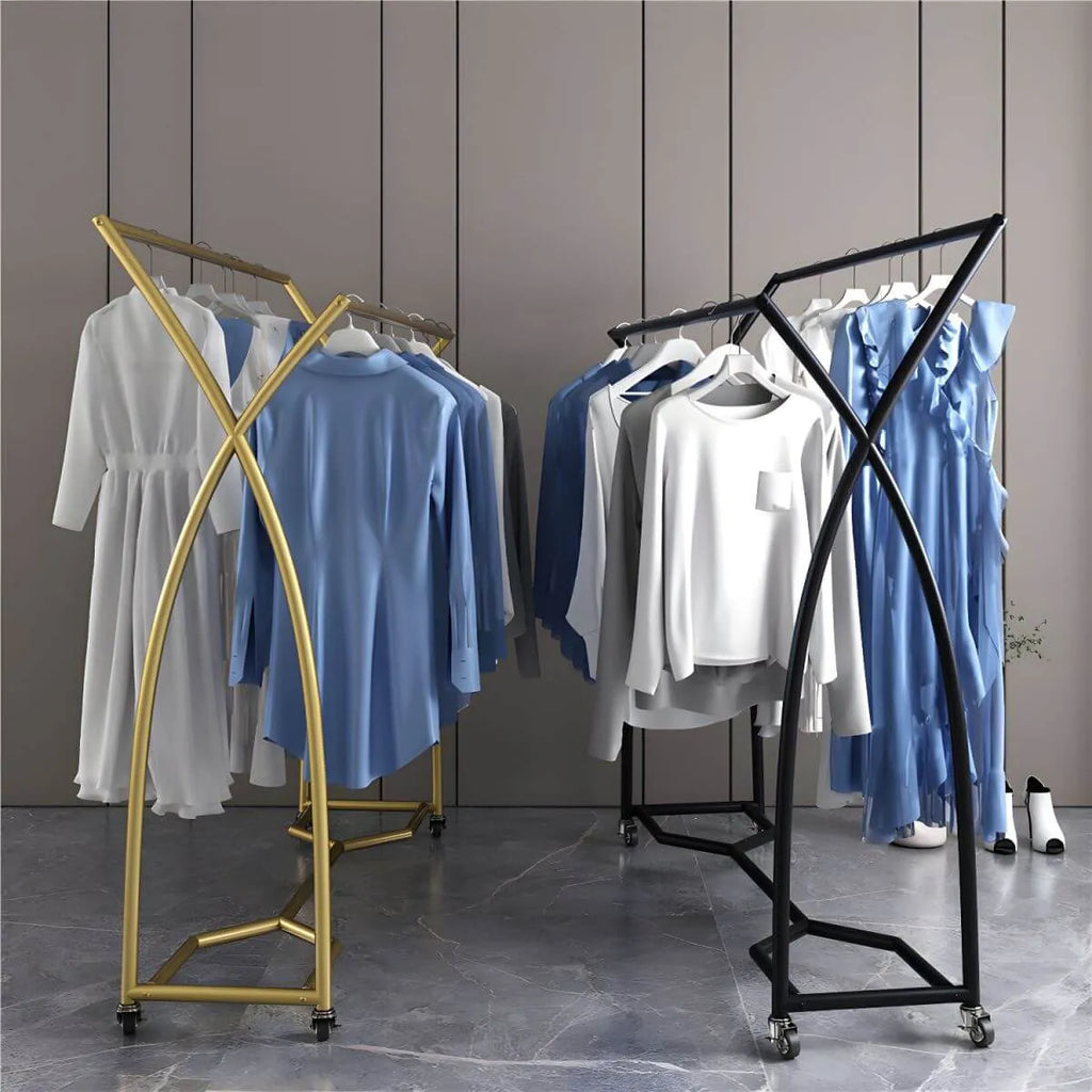 Modern Metal Free-Standing Coat Rack with Triple Hanging Rails