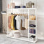 Modern Metal Hall Tree with Multi-Tier Shelves and Dual Coat Rods