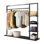 Modern Metal Hall Tree with Multi-Tier Shelves and Dual Coat Rods