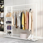 Modern Metal Hall Tree with Multi-Tier Shelves and Dual Coat Rods