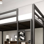 Modern Metal Loft Bed with Built-In Ladder and Guardrails
