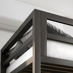 Modern Metal Loft Bed with Built-In Ladder and Guardrails