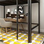 Modern Metal Loft Bed with Built-In Ladder and Guardrails