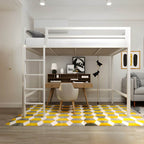 Modern Metal Loft Bed with Built-In Ladder and Guardrails