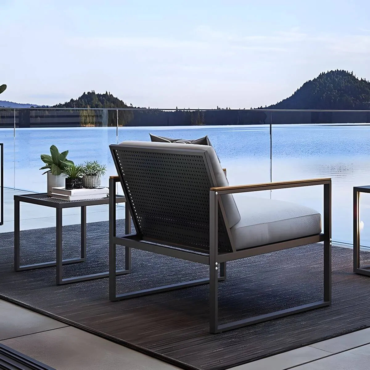 Modern Metal Outdoor Coffee Table – Matte Finish, Non-Extendable