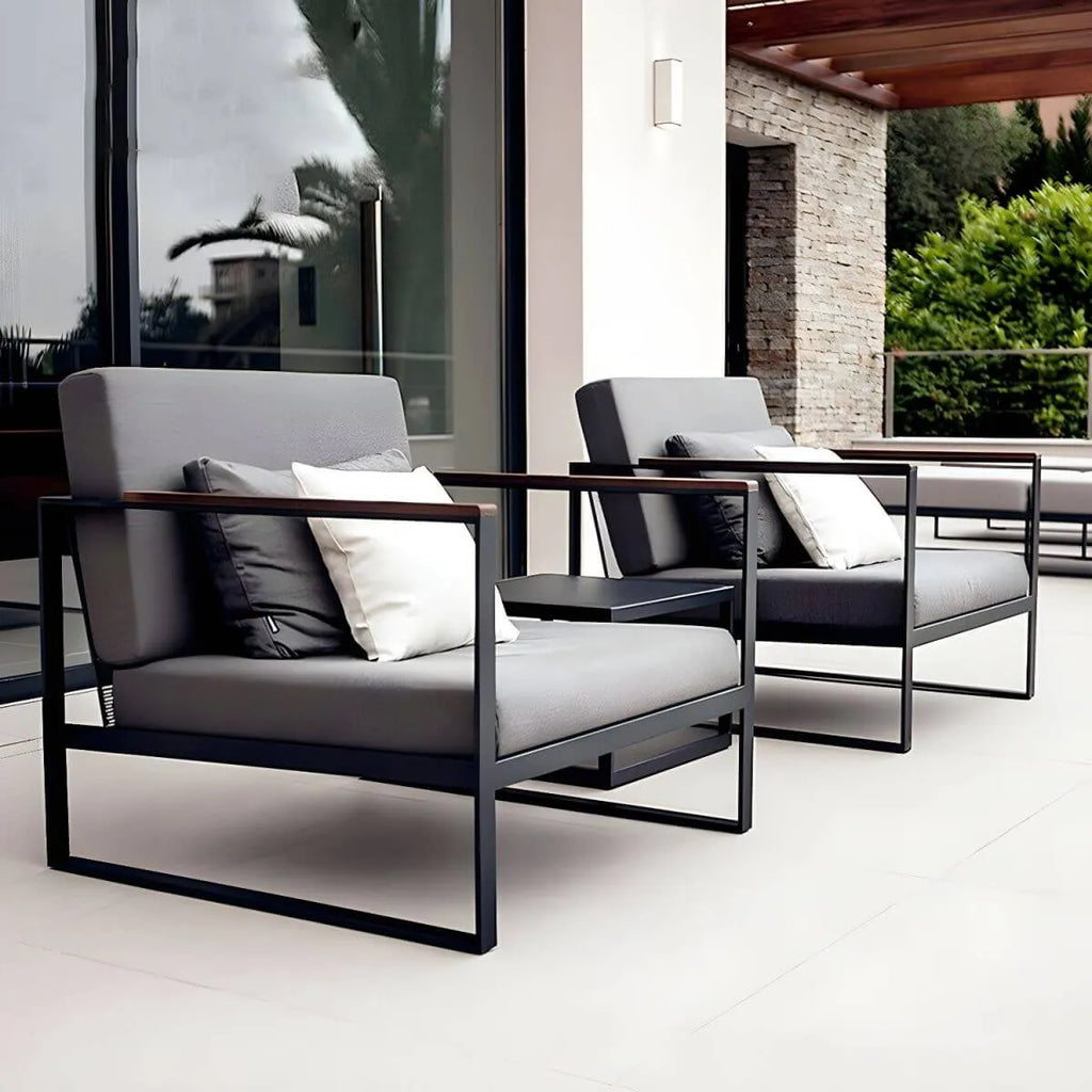 Modern Metal Outdoor Coffee Table – Matte Finish, Non-Extendable