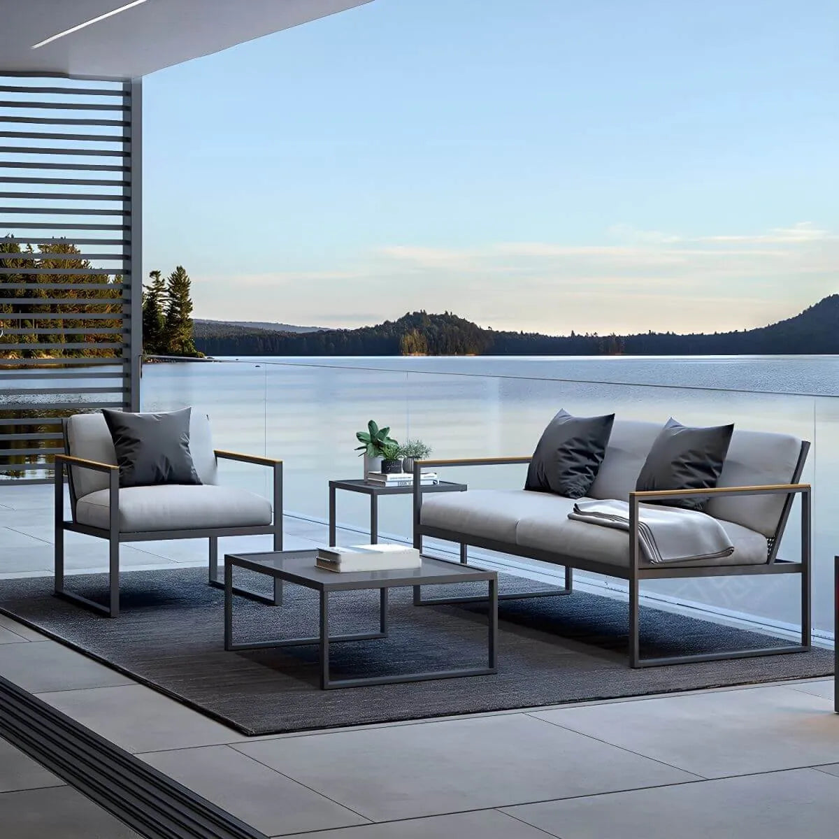 Modern Metal Outdoor Coffee Table – Matte Finish, Non-Extendable Main Product Image