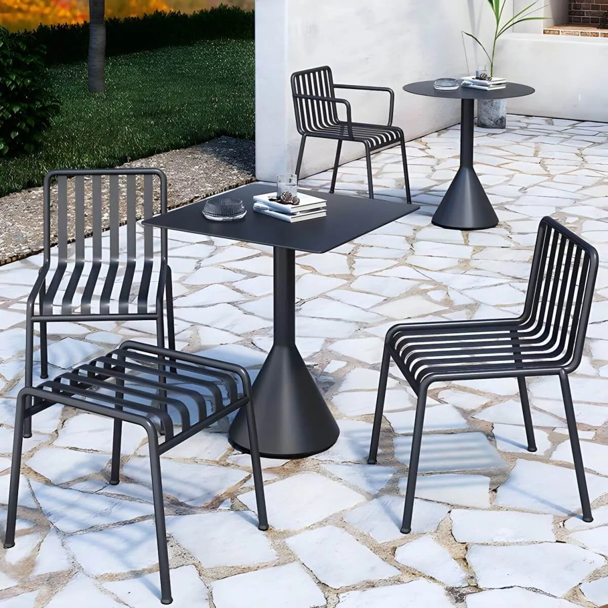 Modern Metal Outdoor Coffee Table – Square or Round Top