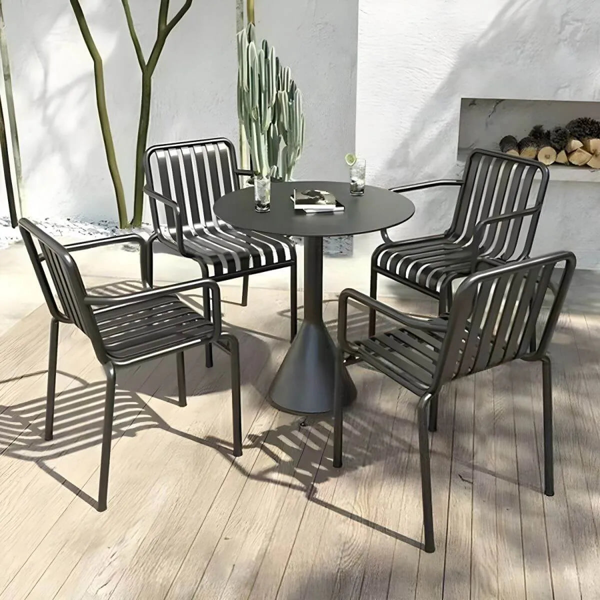 Modern Metal Outdoor Coffee Table – Square or Round Top