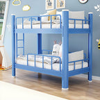 Modern Metal Pink Kids Bunk Bed with Ladder and Guardrails