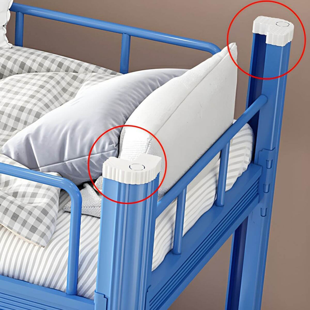 Modern Metal Pink Kids Bunk Bed with Ladder and Guardrails