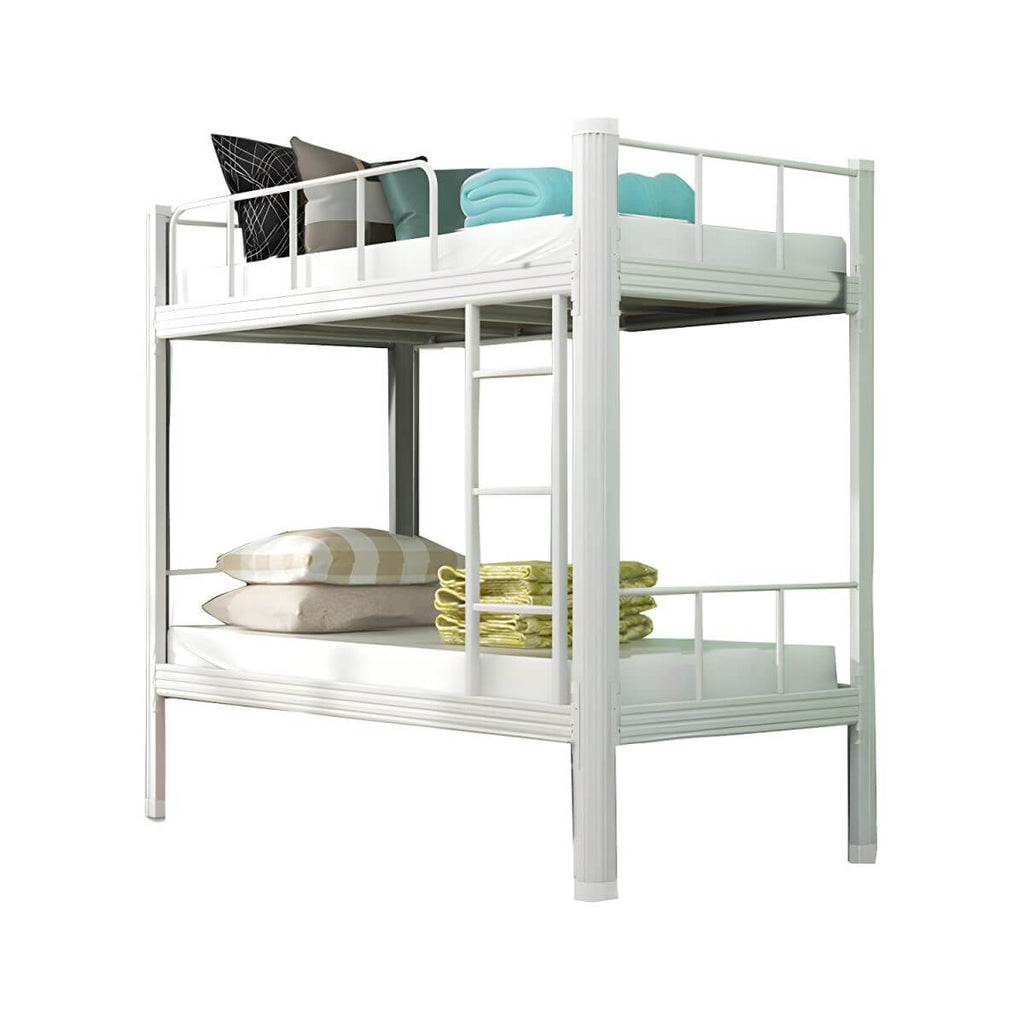 Modern Metal Platform Bunk Bed with Built-In Ladder and Guardrails