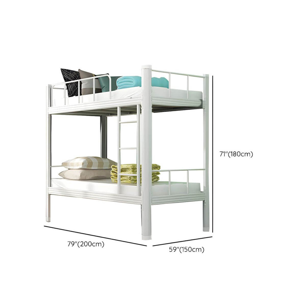 Modern Metal Platform Bunk Bed with Built-In Ladder and Guardrails Dimensions