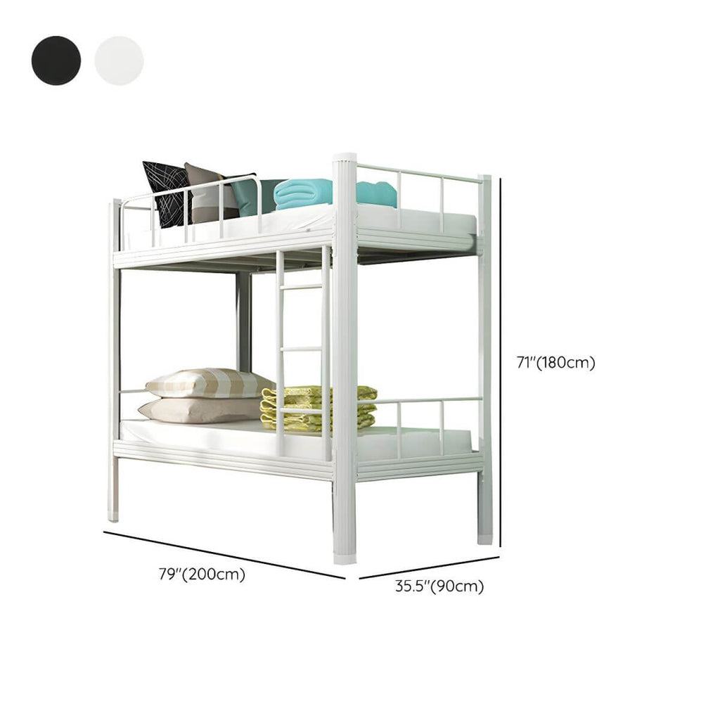 Modern Metal Platform Bunk Bed with Built-In Ladder and Guardrails Dimensions