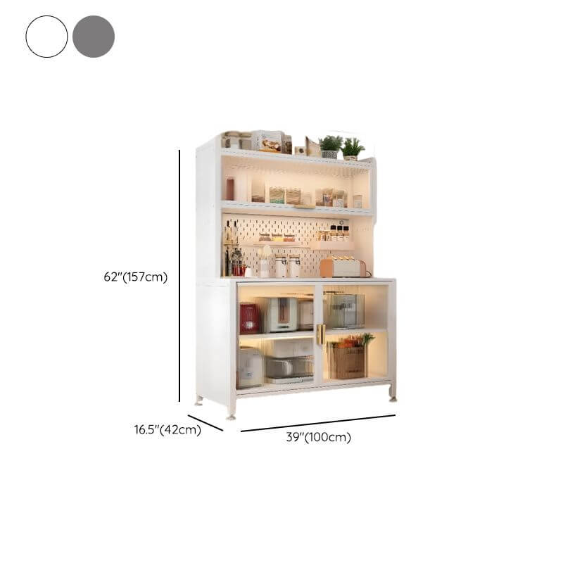 Modern Metal Sideboard with Open Shelving and Pegboard Storage Dimensions