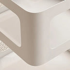 Modern Metal Square Chairside Table with Open Shelf & Abstract Base
