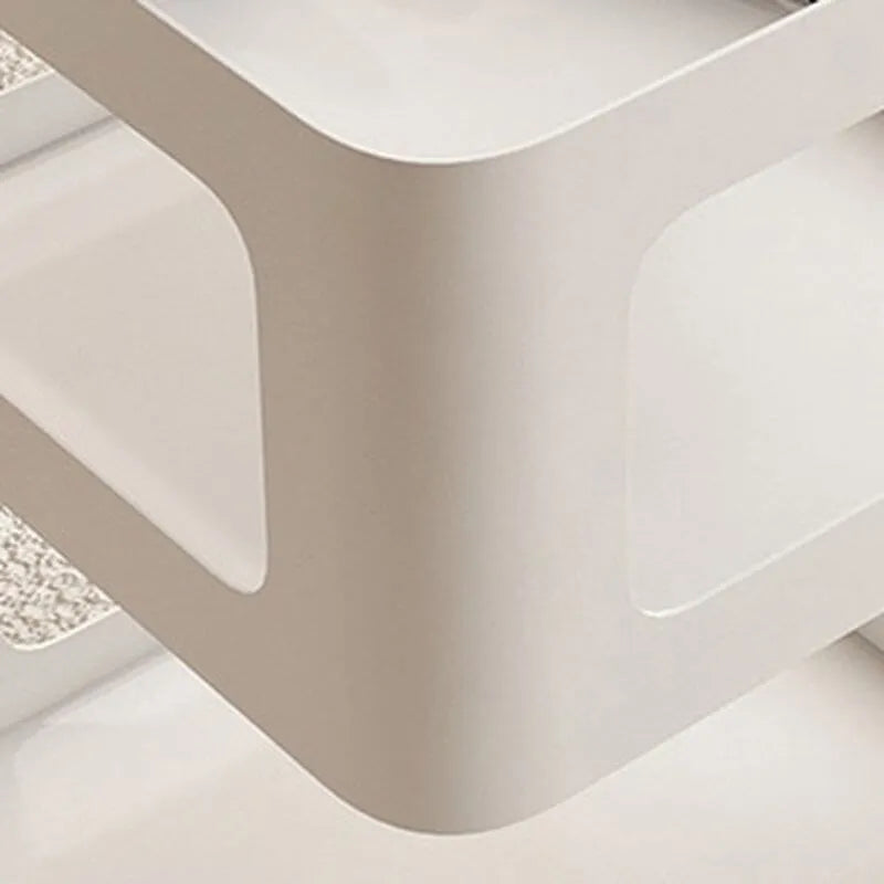 Modern Metal Square Chairside Table with Open Shelf & Abstract Base