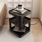 Modern Metal Square Chairside Table with Open Shelf & Abstract Base